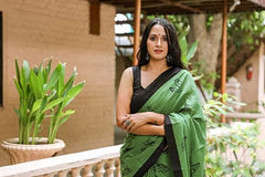 cotton printed saree with blouse
